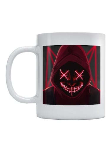 Neon Mask Printed Mug White/Red/Black