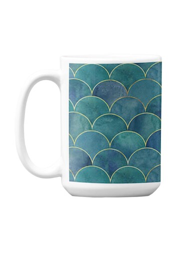 Premium Printed Ceramic Coffee Mug White/Green 350ml