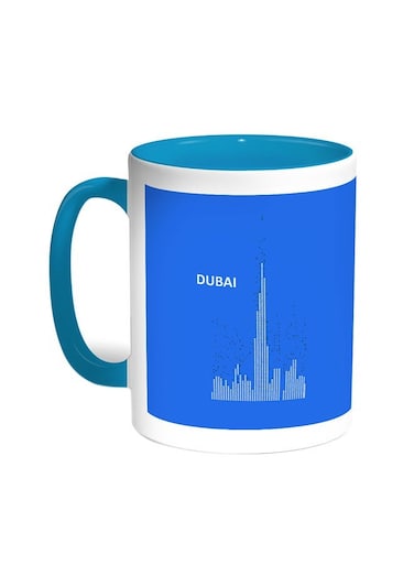 Abstract Drawing - Dubai Towers Printed Coffee Mug Turquoise/White 11ounce