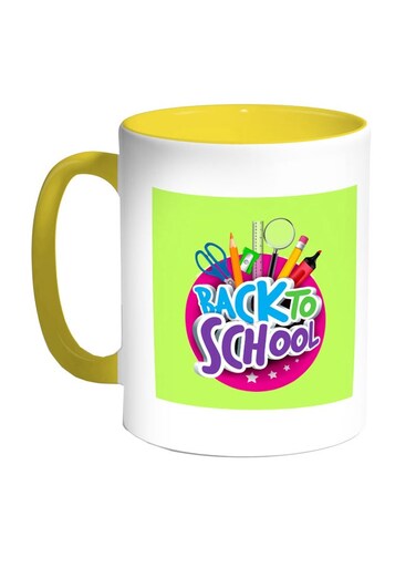 Back To School Printed Coffee Mug Green/White/Yellow