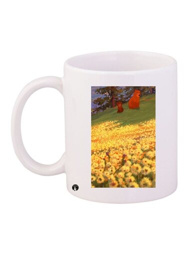 Cartoon Bear Printed Coffee Mug White/Yellow/Green 11ounce