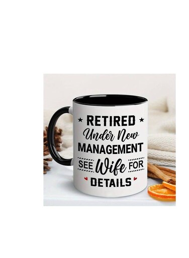 RYN&reg; PRINTED DESIGN 1pc, Retirement Coffee Mug, Ceramic Coffee Cups, Funny Retired Water Cups For Women Men, Summer Winter Drinkware, Birthday Gifts, Holiday Gifts, Christmas Gifts, New Year Gifts