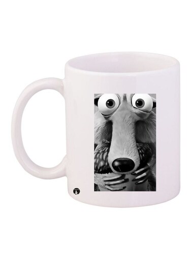 Cartoon Printed Coffee Mug White/Grey/Black 11ounce
