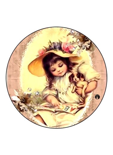 Anime Printed Fridge Magnet Yellow/Brown/Pink 5.5cm