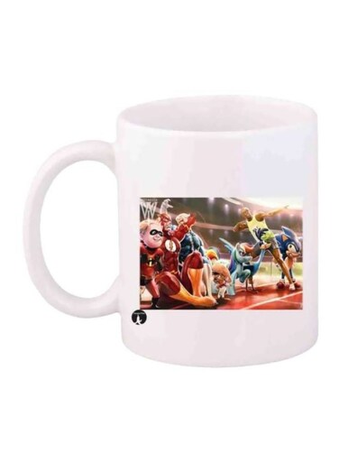 Multiple Characters Printed Coffee Mug White/Red/Orange