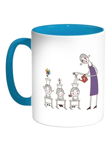 Plant The Seeds Of Love In Children Printed Coffee Mug Blue/White/Purple 325ml