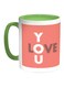 I Love You Printed Coffee Mug Green/Pink/White 11ounce
