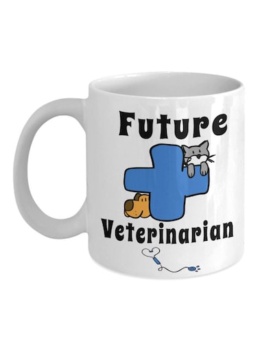 Future Veterinarian Printed Coffee Mug White/Blue/Black 8x9.5x8cm