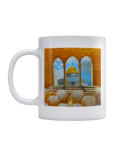 Quds City Printed Coffee Mug White/Brown/Blue 350ml