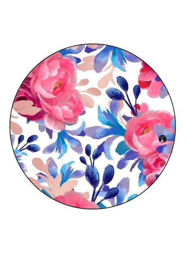 Rose Printed Wooden Fridge Magnet Pink/White/Blue 5.5cm