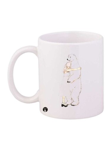 Cartoon Printed Coffee Mug White/Beige