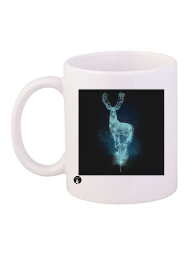 Deer Printed Coffee Mug White/Black/Blue Standard Size