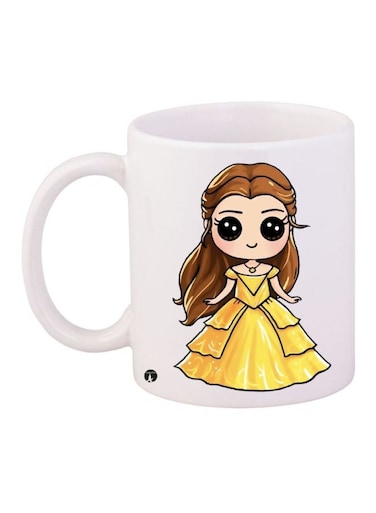 Princess Printed Coffee Mug White/Yellow/Brown 11ounce