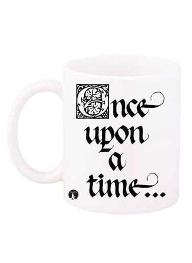 Once Upon A Time Printed Coffee Mug White/Black 12ounce