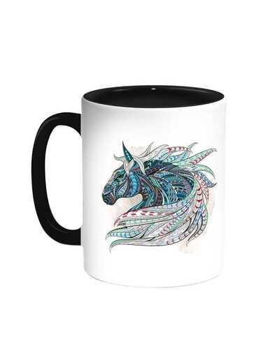 Horse Drawing Printed Coffee Mug Black/White 11ounce