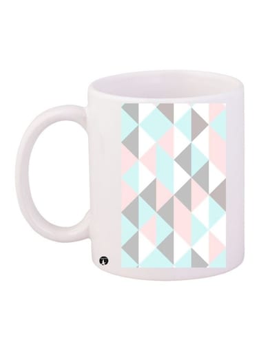 Geometric Shape Printed Coffee Mug White/Blue/Grey 11ounce
