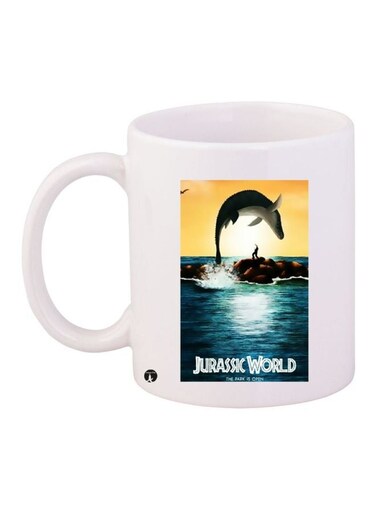 Jurassic World Printed Coffee Mug White/Blue/Yellow 11ounce