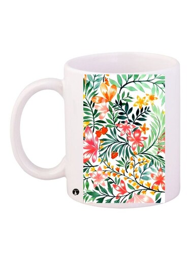 Floral Printed Coffee Mug White/Green/Pink