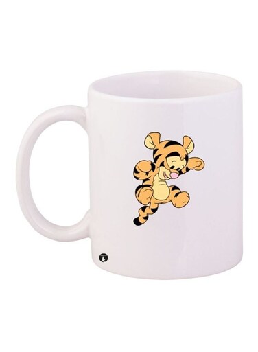 Cartoon Tiger Printed Coffee Mug White/Yellow/Black 11ounce