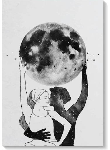 Moon Wall Painting Multicolour 40x60cm