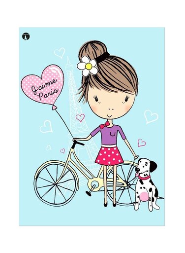 Cartoon Themed Metallic Plate Blue/Pink/Beige 20x15cm