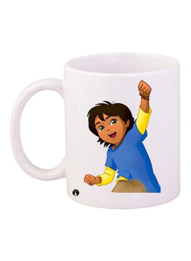 Cartoon Printed Coffee Mug White/Blue/Brown 11ounce