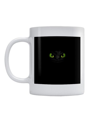 Dragon Face Printed Coffee Mug White/Black/Green