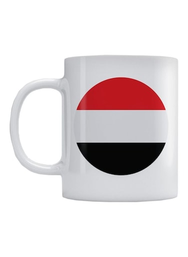 Yemen Flag Printed Ceramic Mug White/Red/Black 350ml