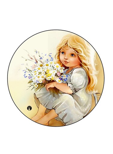 Girl Printed Fridge Magnet Multicolour 5.5 x 5.5cm