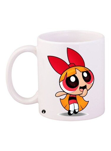 Powerpuff Girl Printed Coffee Mug White/Red/Yellow 11ounce