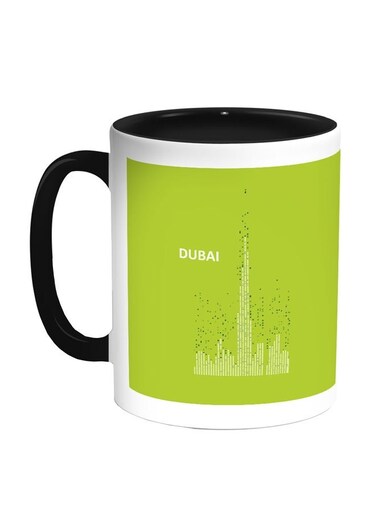 Dubai Towers Printed Coffee Mug Green/Black/White 11ounce