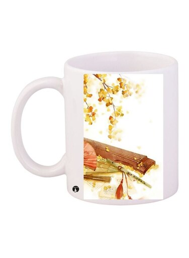 Music Printed Coffee Mug White/Brown 11ounce