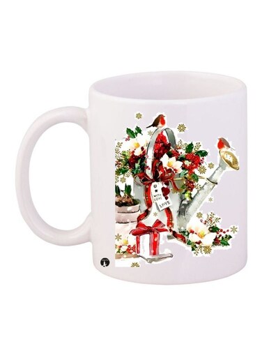 Printed Coffee Mug White/Red/Green 11ounce