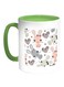 Cartoon Drawings - Rabbits Printed Coffee Mug White/Green 11ounce
