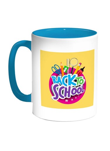 Back To School Printed Coffee Mug Turquoise/White/Yellow