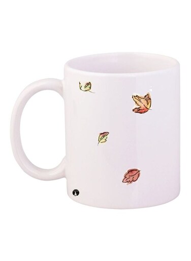 Leaf Printed Coffee Mug White/Red/Green 11ounce