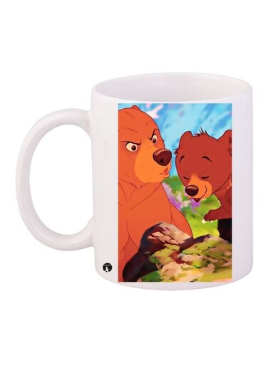 Bears Printed Coffee Mug White/Brown/Green 11ounce
