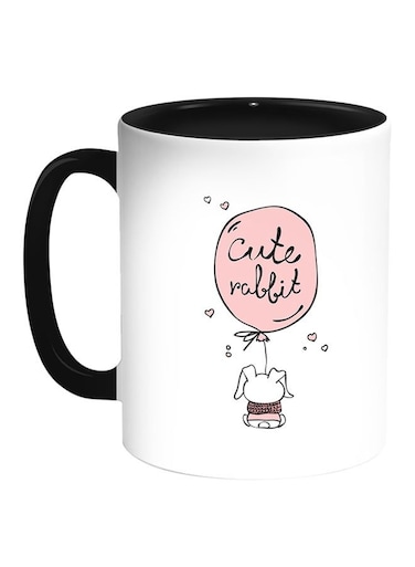 Cartoon Drawings - Rabbits Printed Coffee Mug White/Black 11ounce
