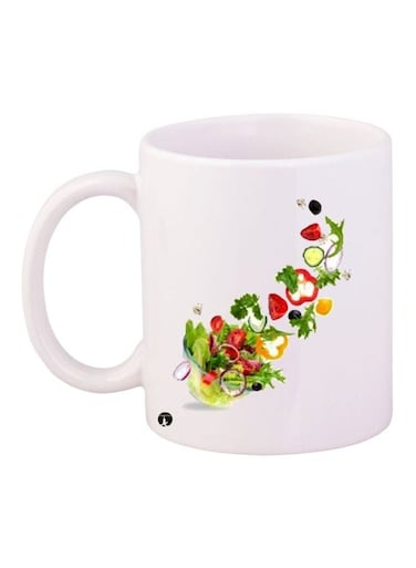 Fruits Printed Coffee Mug White/Green/Red 11ounce