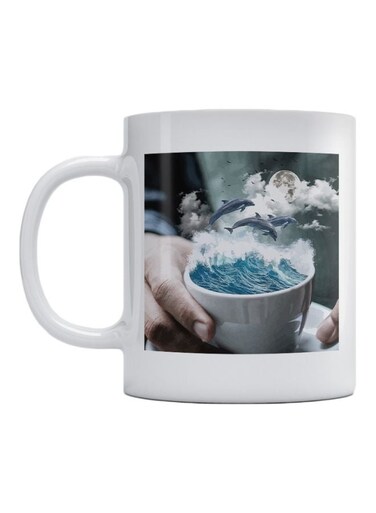 Coffee Lovers Printed Mug White/Grey/Blue