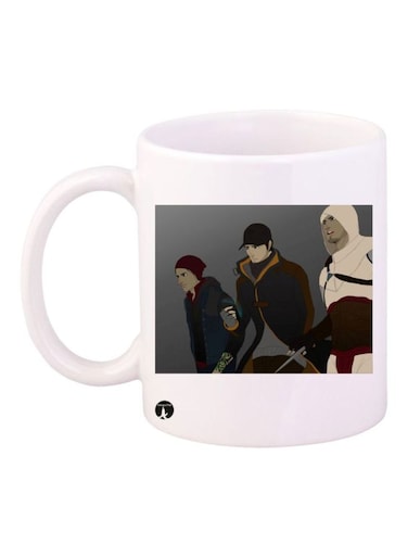 Multiple Characters Printed Mug White/Grey/Beige Standard Size