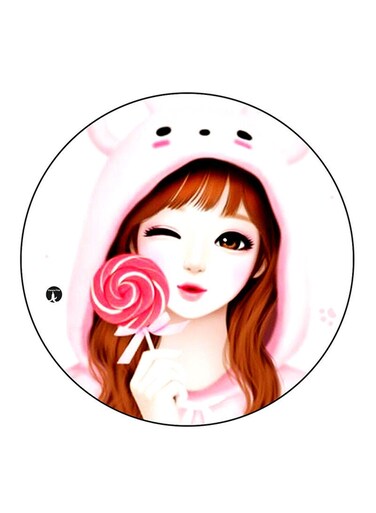 Girl Printed Fridge Magnet Round Multicolour