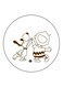 Cartoon Printed Fridge Magnet White/Brown 5.5cm