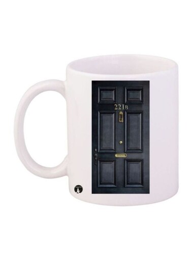 Sherlock Printed Coffee Mug White/Black/Gold