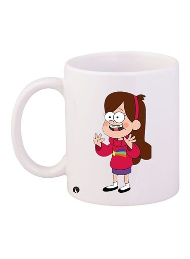 Cartoon Printed Coffee Mug White/Pink/Brown 11ounce