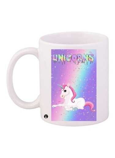 Unicorn Printed Coffee Mug White/Pink/Purple 11ounce