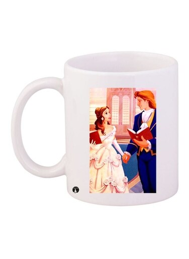 Cartoon Printed Coffee Mug White/Pink/Blue 11ounce