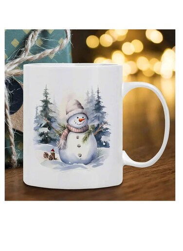 Merry Christmas 11oz Ceramic Coffee Mug - Snowman Design, Perfect Gift for Friends, Family, and Coworkers - Ideal for Xmas &amp; New Year Decor