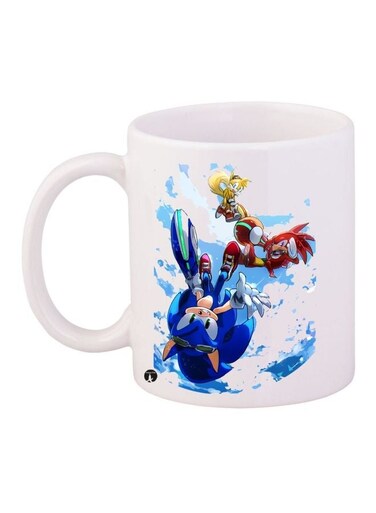 Cartoon Printed Coffee Mug White/Blue/Red 11ounce