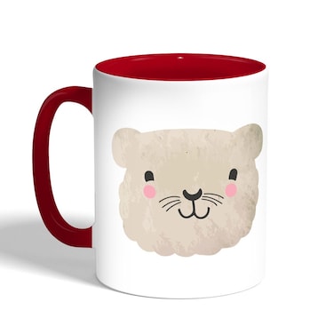 Happy Cat Printed Coffee Mug, Red 11 Ounce